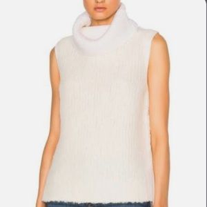 Rag & Bone Cream Wool Alpaca Blend Sleeveless Turtleneck Knit Sweater Vest S